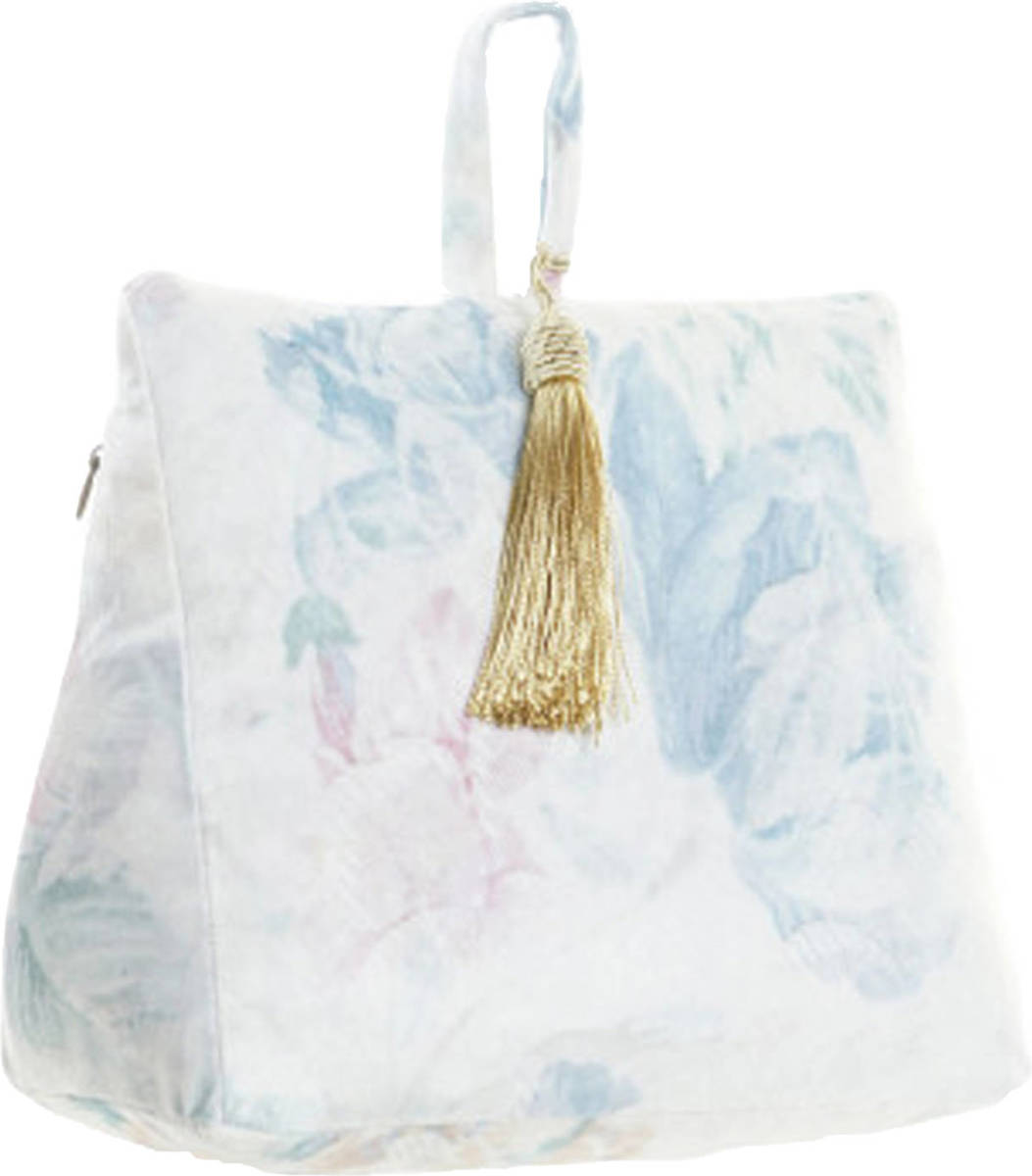 Items Deurstopper Flowers - 1 kilo gewicht - met deco kwastje - multi kleur blauw - 18 x 17 cm - Deurstoppers