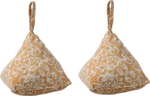 H&S Collection Deurstopper 1 kilo gewicht - 2x - goud/creme - Marokkaanse stijl - met verplaats lus - 20 cm - Deurstoppers