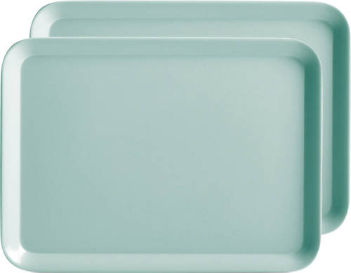Zeller Dienblad - 2x - rechthoek - aqua blauw - kunststof - 24 x 18 cm - Dienbladen