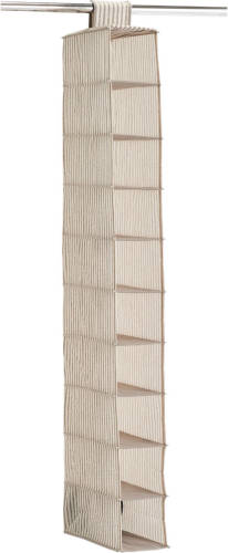 Zeller Kast organizer - hangend - 10 vakken - 15 x 30 x 129 cm - beige - Opbergmanden