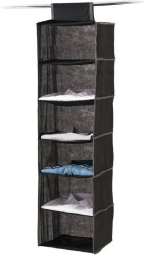 5five Kast organizer - hangend - 6 vakken - 30 x 30 x 120 cm - zwart - Opbergmanden