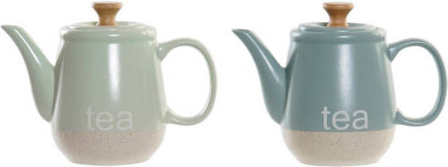 Theepot DKD Home Decor 8424001793235 22,5 x 12 x 16,5 cm Blauw Groen Keramiek (2 Stuks)