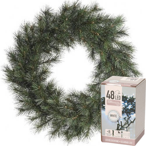 Decoris Kerstkrans Malmo 60 cm incl. verlichting helder wit 4m - Kerstkransen