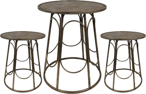 Clayre & Eef Bijzettafel Ø 65x73 cm Goudkleurig Ijzer Sidetable Goudkleurig Sidetable