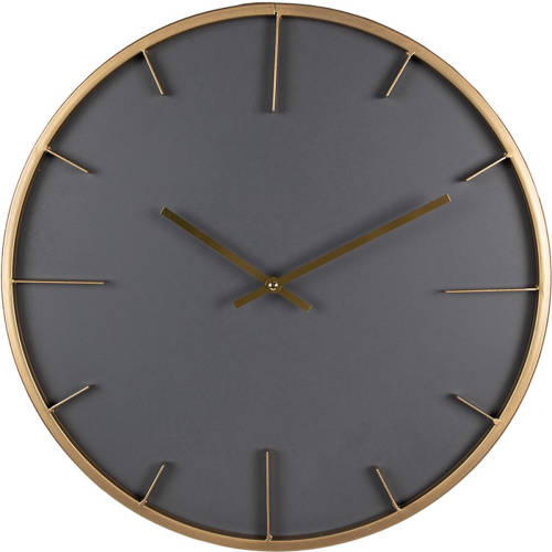 Clayre & Eef Wandklok Ø 45 cm Grijs Hout Ijzer Muurklok Grijs Muurklok
