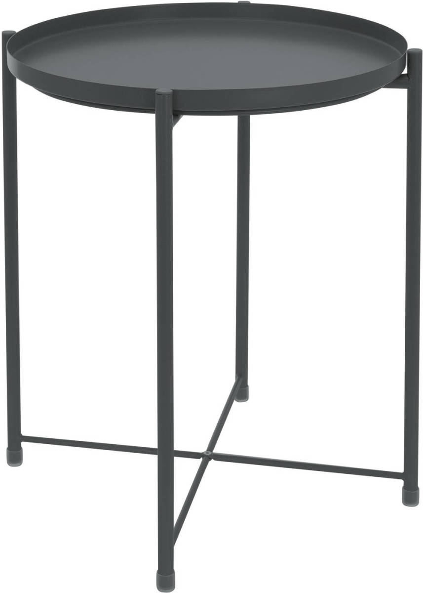 Bijzettafel Rond met Dienblad 45x52 cm Donkergrijs Metaal ML-Design