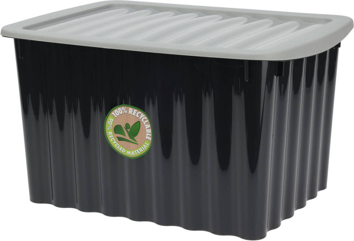 Bathroom Solutions Opslagbak/opbergdoos/organizer - met deksel - kunststof - 27 Liter - Opbergbox