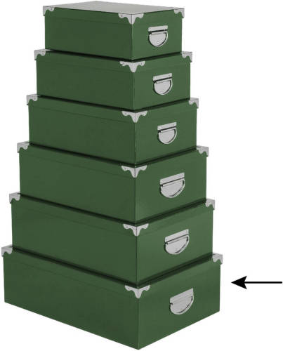 5five Opbergdoos/box - groen - L48 x B33.5 x H16 cm - Stevig karton - Greenbox - Opbergbox