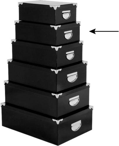 5five Opbergdoos/box - zwart - L32 x B21.5 x H12 cm - Stevig karton - Blackbox - Opbergbox
