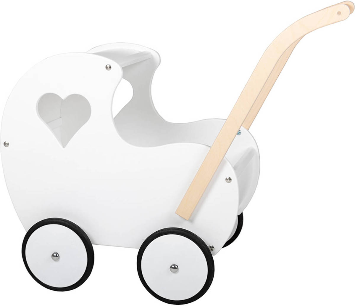 Van Dijk Toys Poppenwagen vintage met hart - Wit
