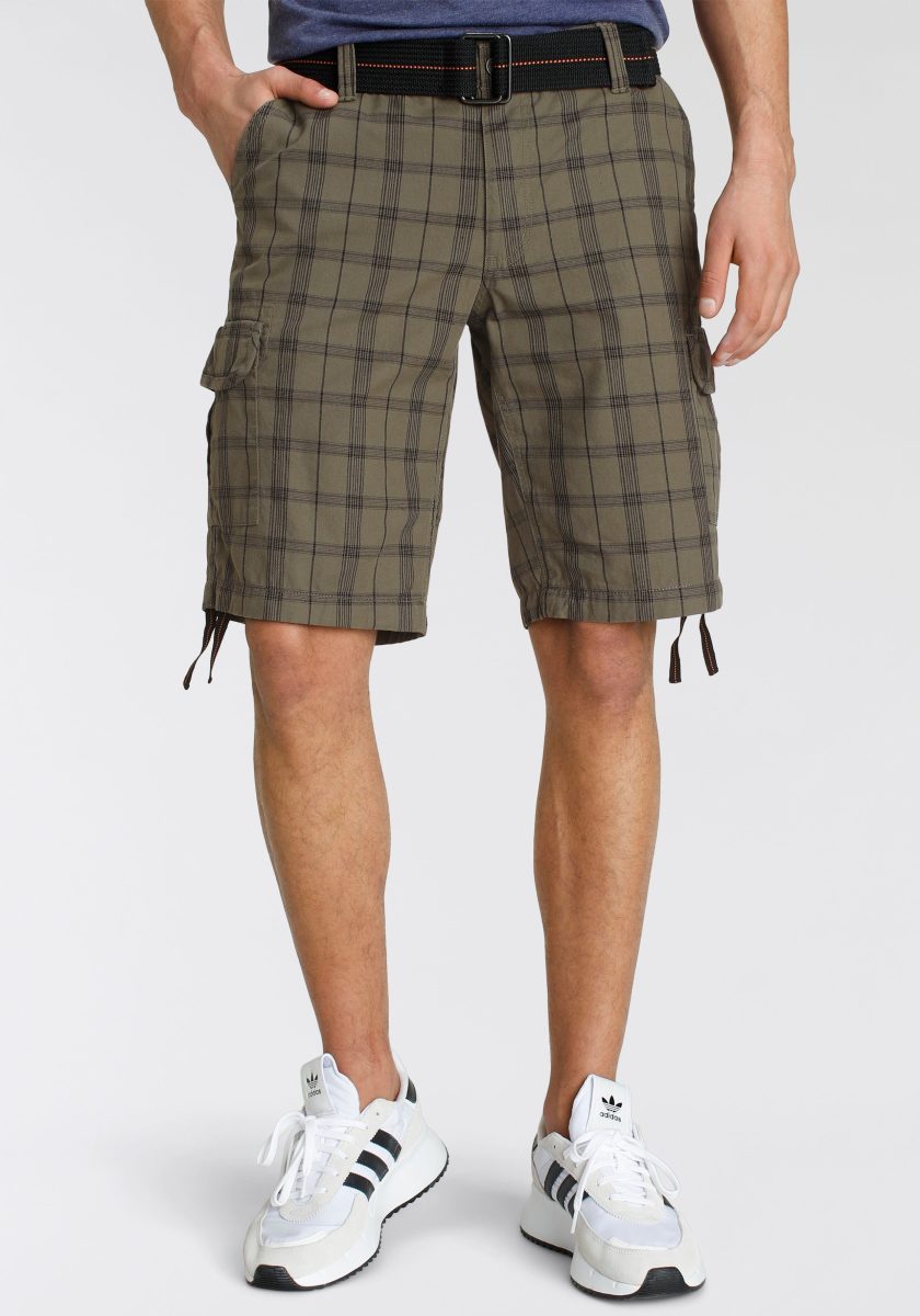Bruno Banani Cargoshort met modieuze structuur (set, 2-delig, Met een afneembare riem)