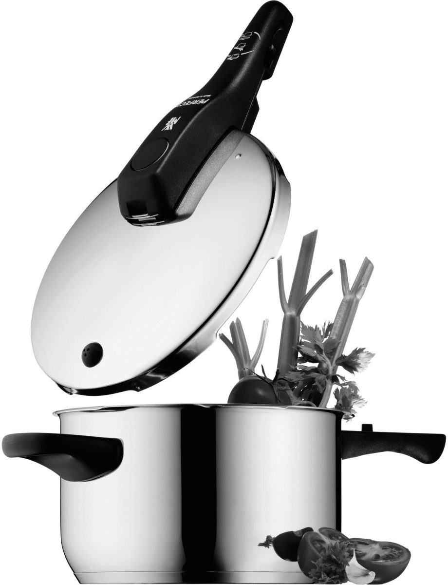WMF Snelkookpan Perfect RDS Stoompan met een afneembare dekselgreep, inductie