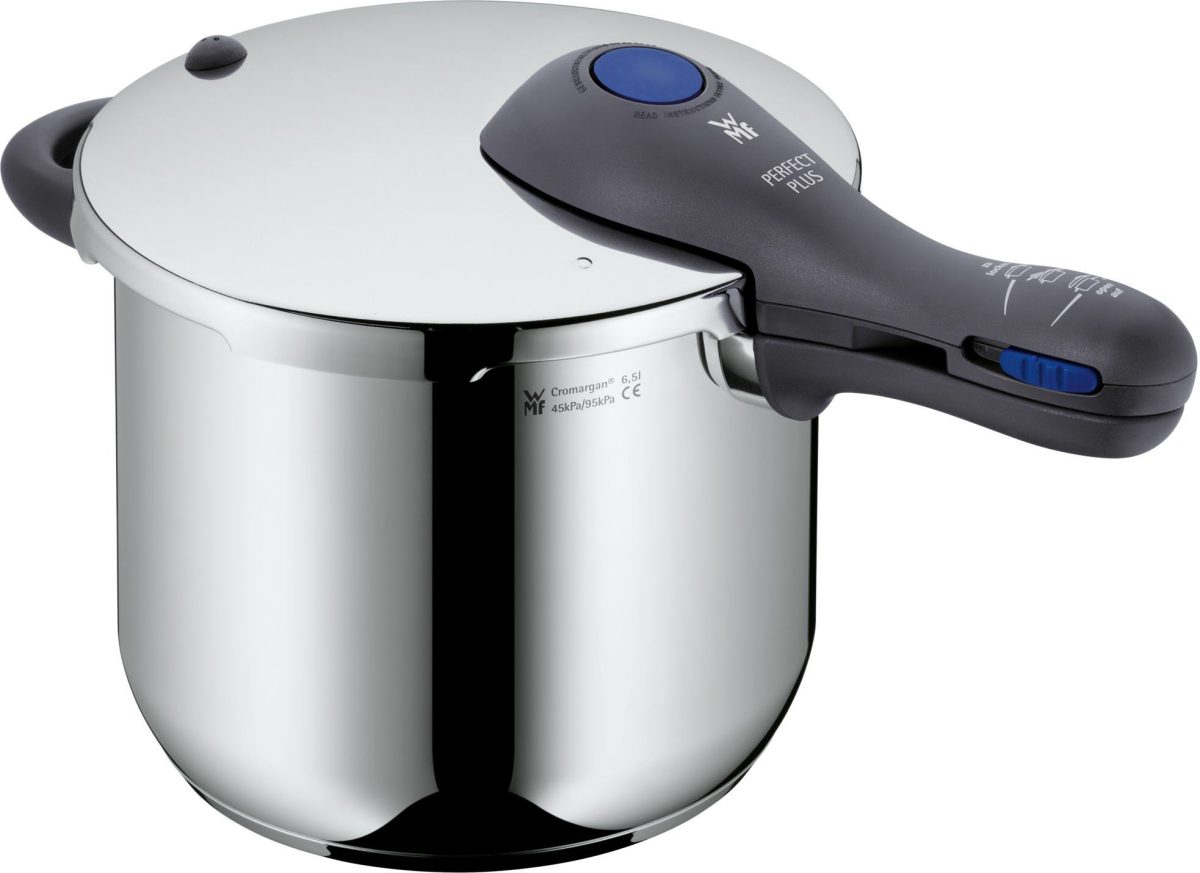 WMF Snelkookpan Perfect Plus Stoompan met een afneembare dekselgreep, inductie