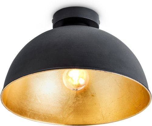 B.K.Licht Plafondlamp BK_DL1322 Retro-Deckenleuchte, Ø31 cm, E27, Schwarz-Gold