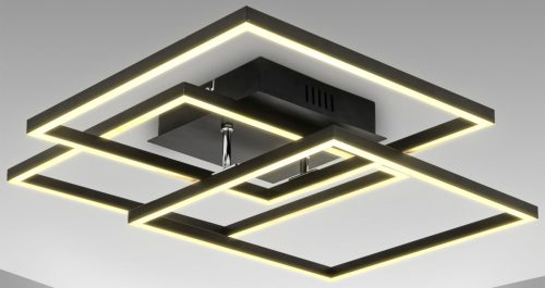 B.K.Licht Led-plafondlamp BK_FR1505 LED Deckenlampe, Frame, Schwenkbar, Schwarz