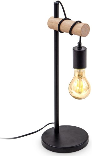 B.K.Licht Tafellamp BK_TL1341 Retro Tischlampe, Stahl, Holz, Rund, E27