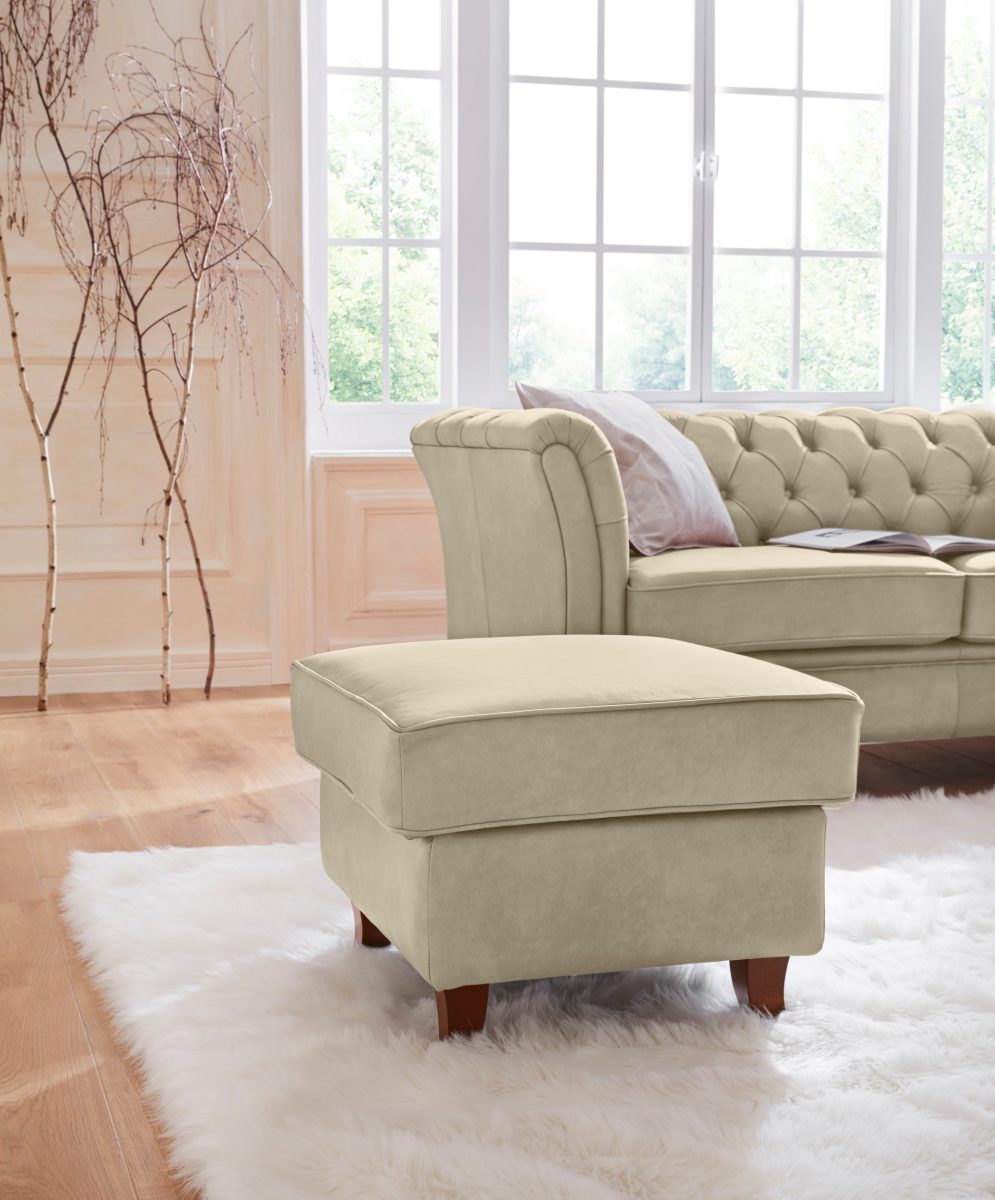 Home affaire Hocker Reims echte chesterfield-capitonnage, fluwelige look met changerende look