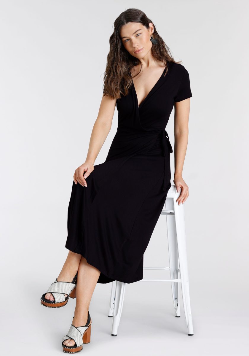 Laura Scott Midi-jurk met gewikkelde hals