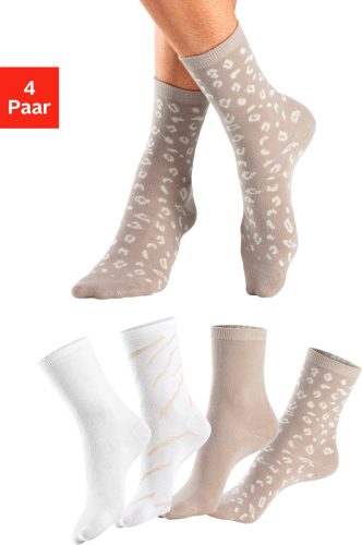 Lascana Basic sokken uni en met animal-design (4 paar)