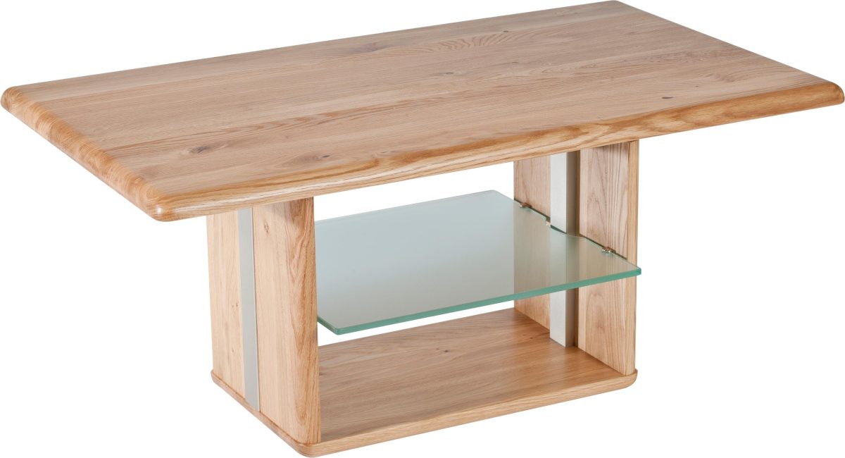 Vierhaus Salontafel Viola Salontafel, massief hout, planchet glas gesatineerd, verrijdbaar
