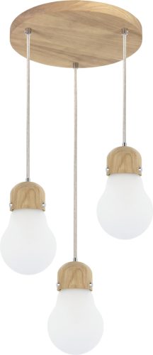 BRITOP LIGHTING Hanglamp Bulb WOOD Hanglamp, natuurproduct van eikenhout, kapjes van glas, in te korten