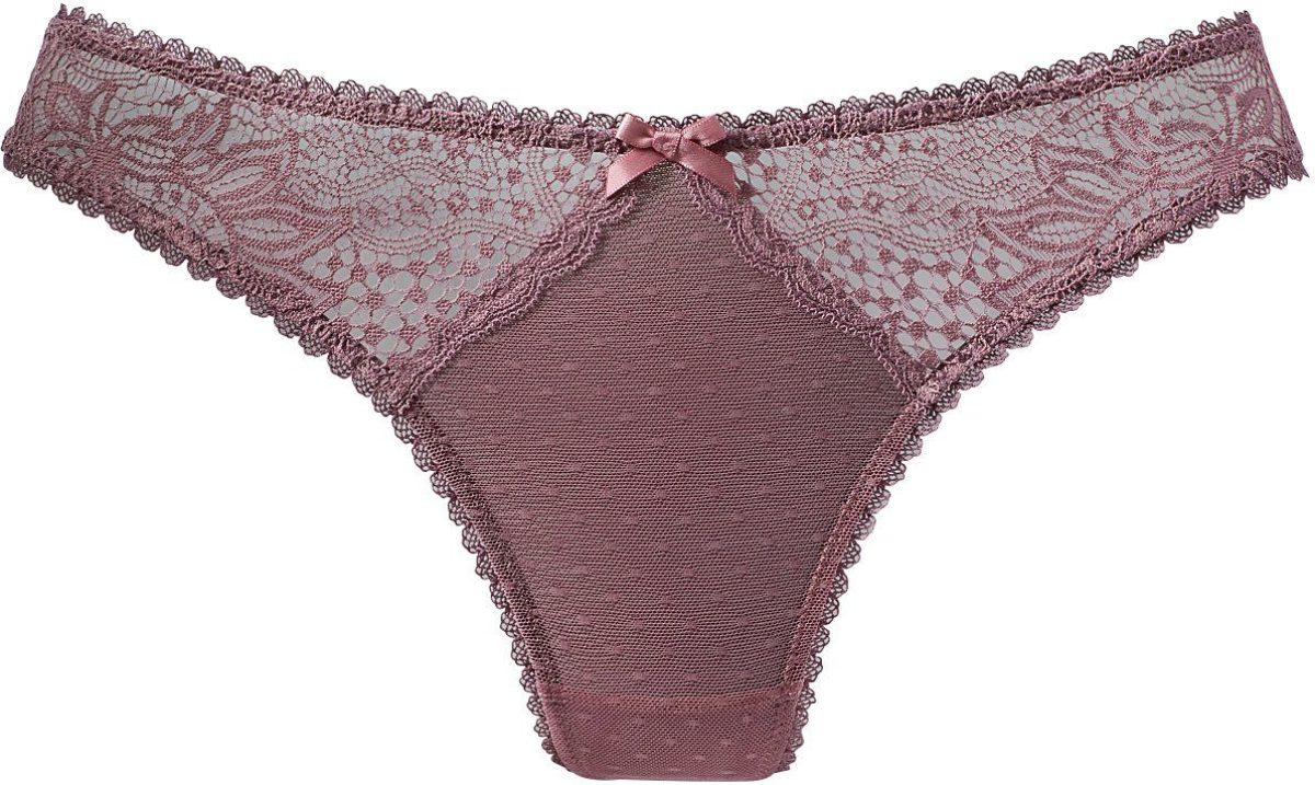 Vivance String met kanten inzetten opzij in gebloemde look