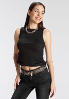 Melrose Geribde tanktop met vetersluiting