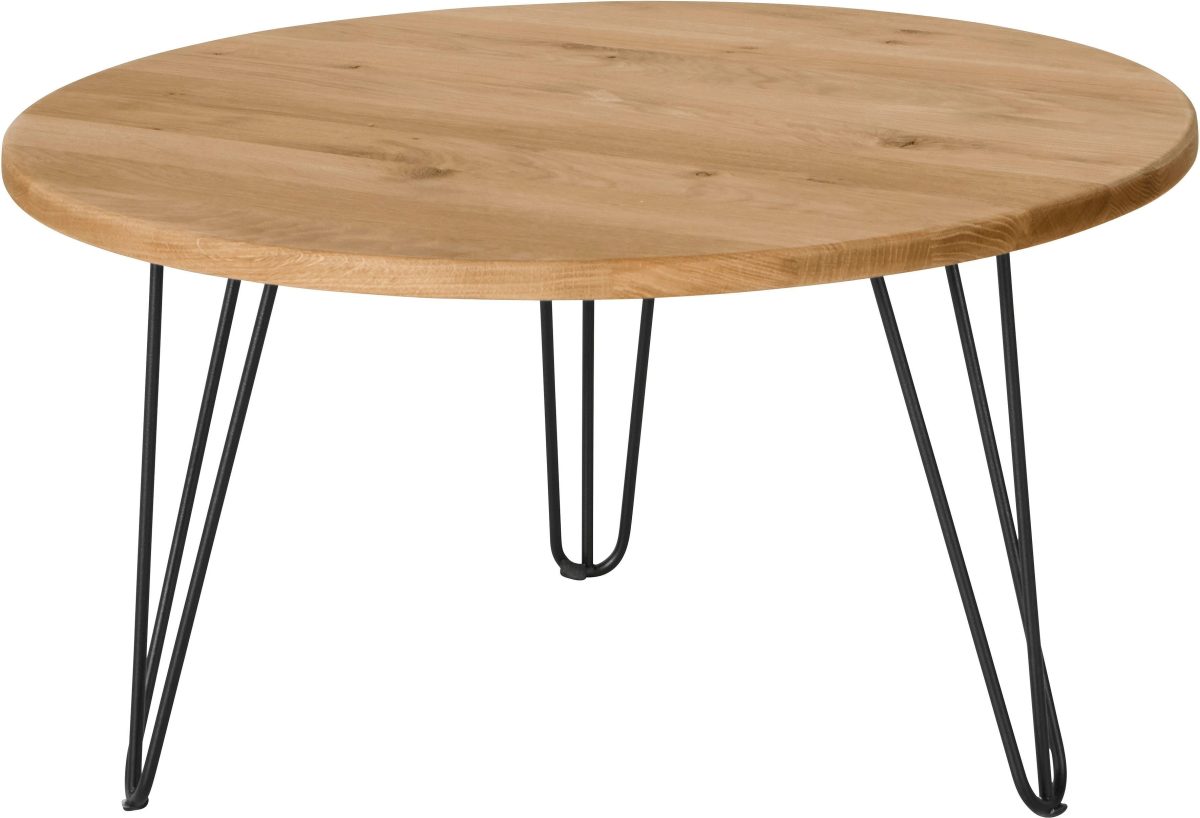 OTTO products Salontafel LENNARD van geolied wildeiken, rond tafelblad, met metalen hairpin-frame