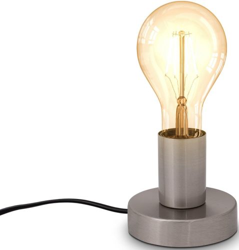 B.K.Licht Tafellamp BK_TL1424 Tischlampe, E27-Fassung, Kabelschalter, Matt-Nickel, Ø10cm