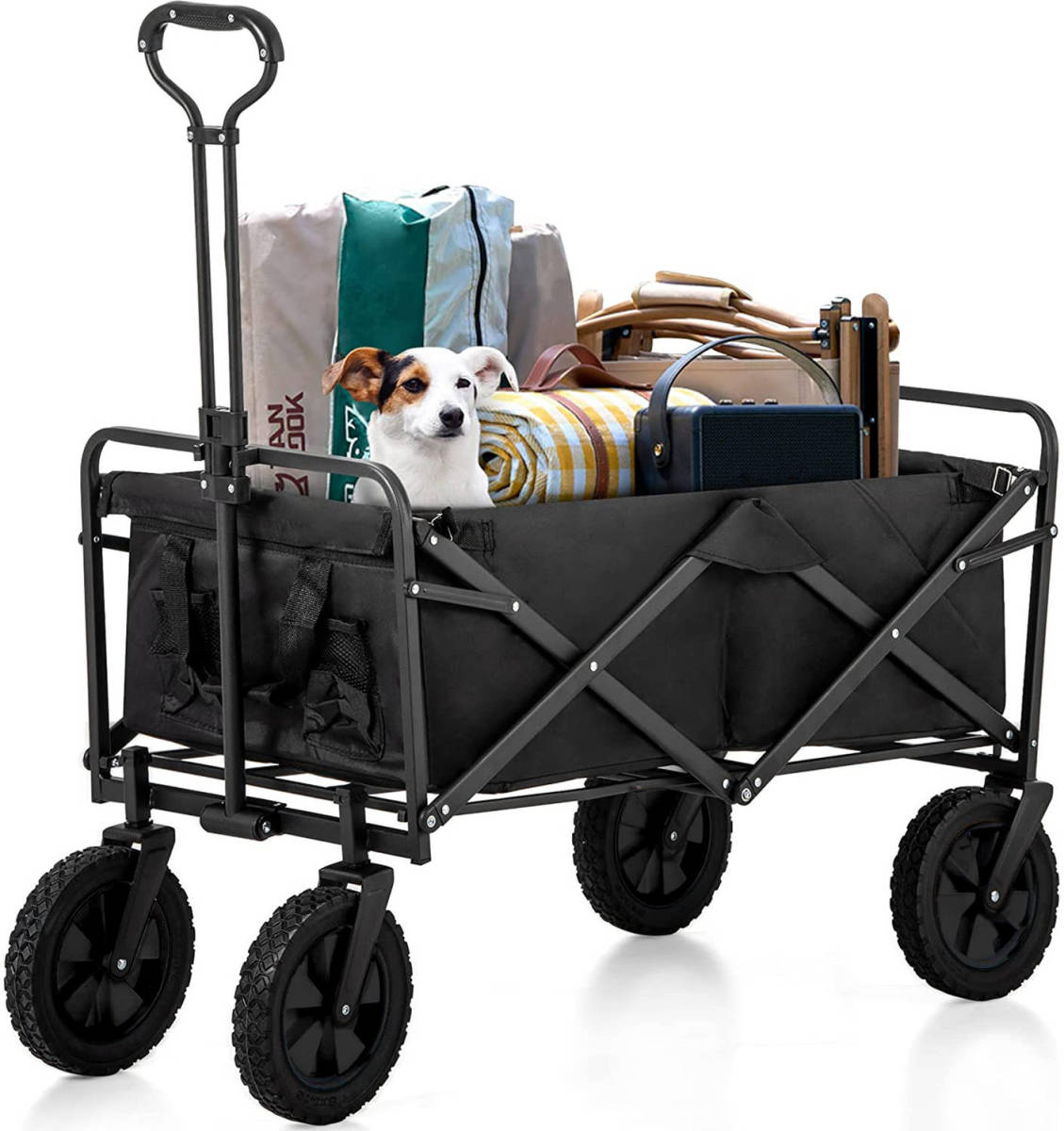Avalo Bolderkar - Opvouwbaar - Tot 90KG - 89x47x45 CM - 65L - 360º Wielen - Zwart