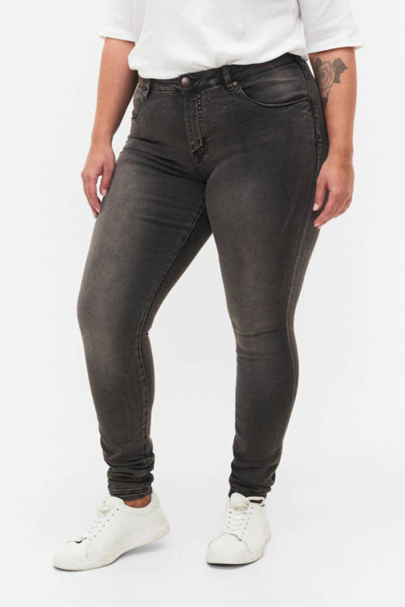 Zizzi high waist slim fit jeans AMY grey denim