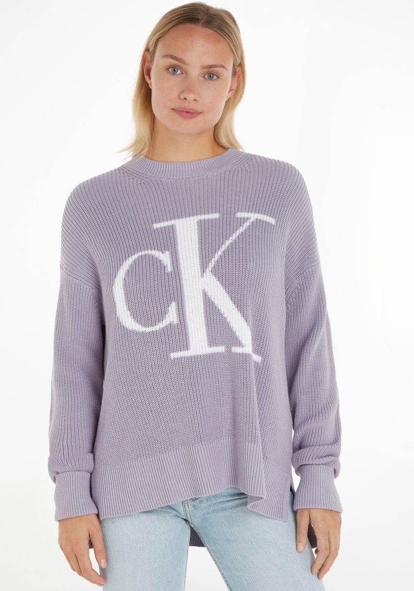 CALVIN KLEIN JEANS trui met logo lila