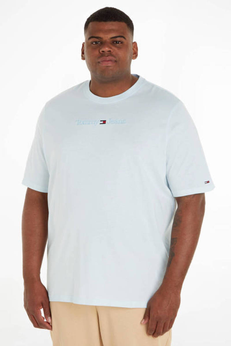 Tommy Jeans Big & Tall T-shirt met logo shimmering blue
