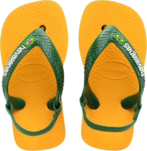 Havaianas Baby Brasil Logo II teenslippers met hielbandje geel/groen