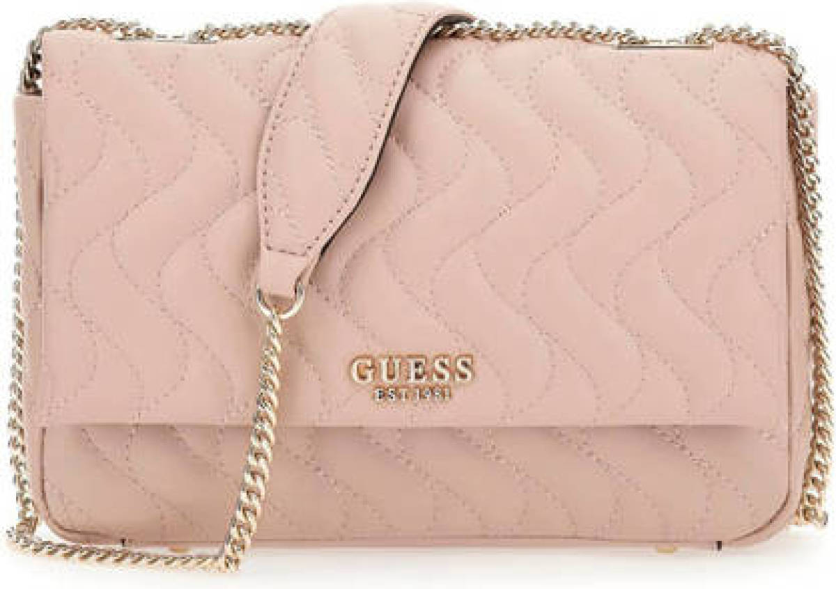 Guess doorgestikte crossbody tas Eco Mai lichtroze