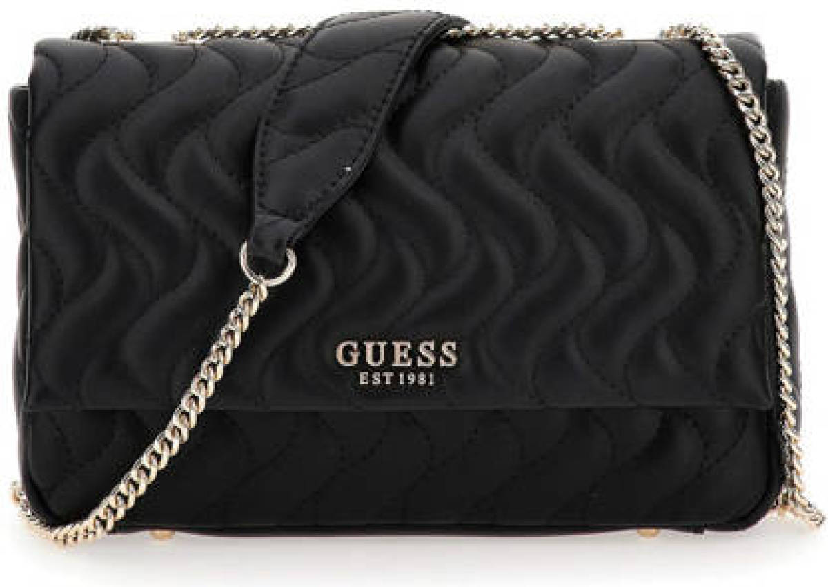 Guess doorgestikte crossbody tas Eco Mai zwart