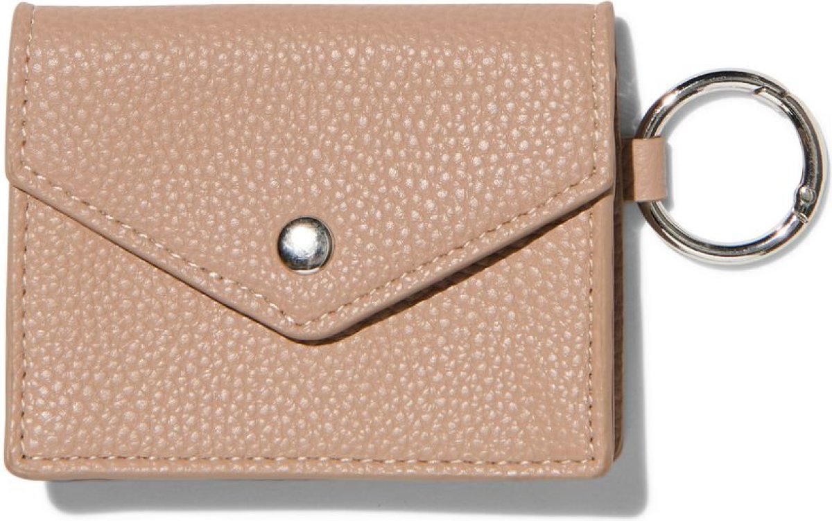 HEMA Portemonnee Drukknoop Sleutelhanger Taupe 8x10