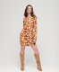 Superdry Vrouwen Mini-jurk met Open rug en Print Oranje Grootte: 38