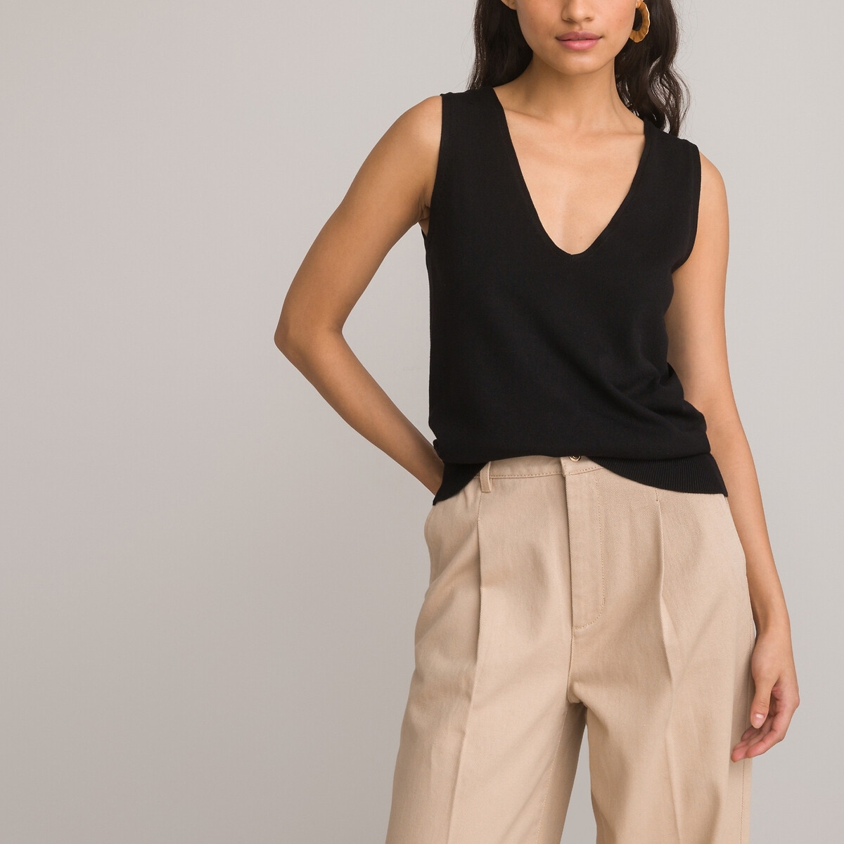 La Redoute Collections Tanktop in tricot, V-hals