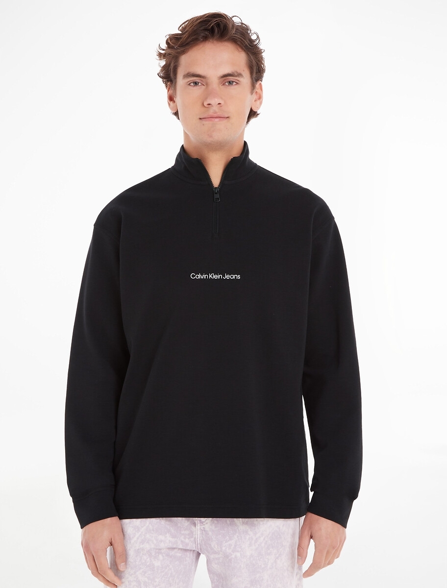 CALVIN KLEIN JEANS Trui met schipperskraag, halve rits