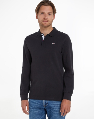 Tommy Jeans Polo met lange mouwen, logo op de borst