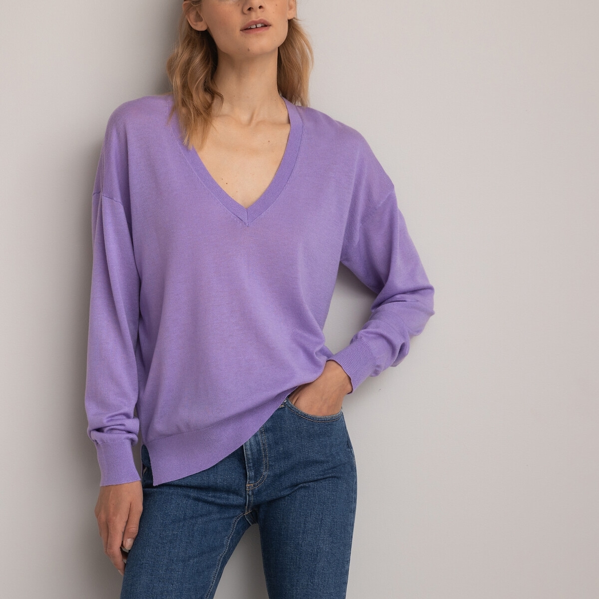 La Redoute Collections Trui met V-hals, in soepel tricot