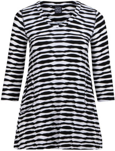 PONT NEUF tuniek met zebraprint en open detail zwart/wit