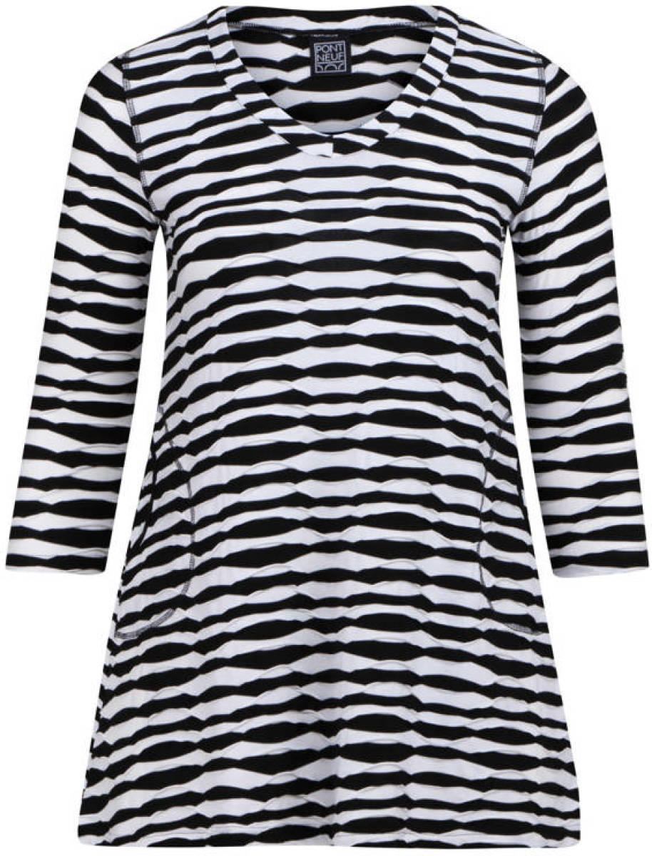 PONT NEUF tuniek met zebraprint en open detail zwart/wit