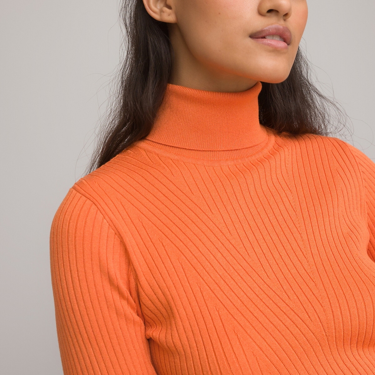 La Redoute Collections Trui met rolkraag in geribd tricot