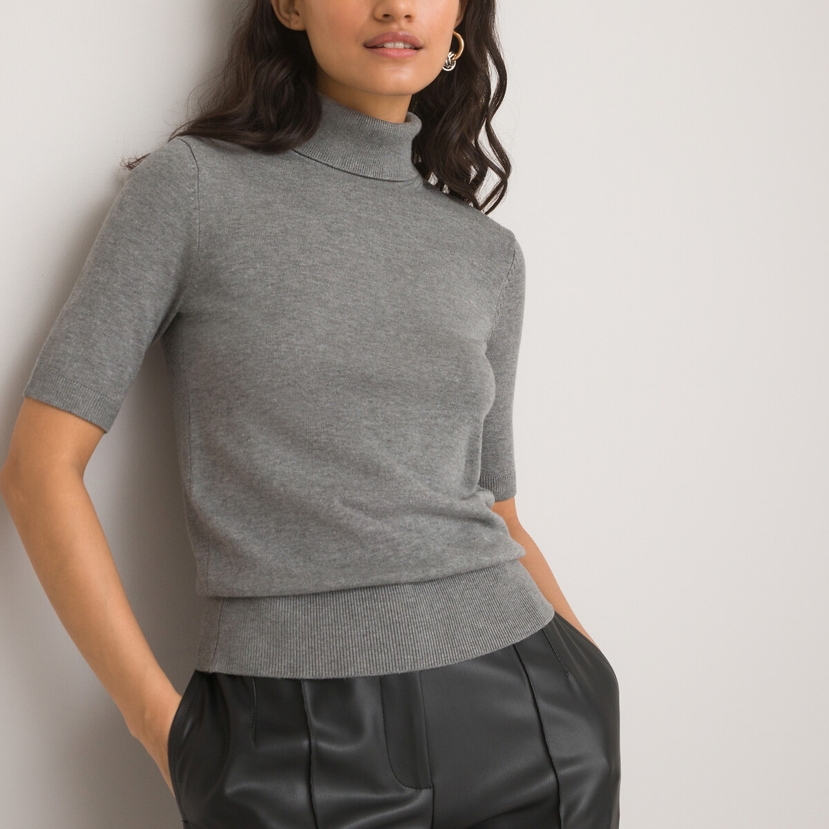 La Redoute Collections Trui met rolkraag, korte mouwen