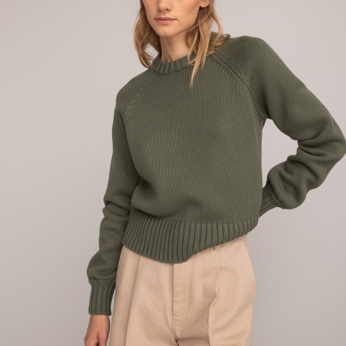 La Redoute Collections Trui in dik tricot met ronde hals en lange mouwen