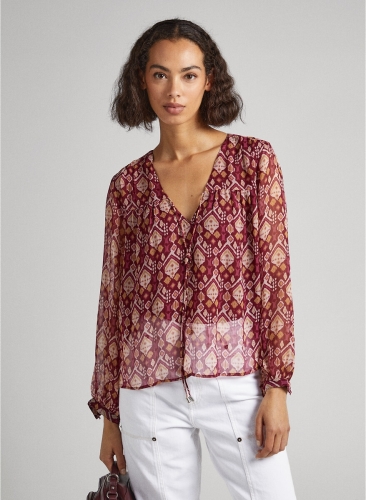 Pepe Jeans Bedrukte blouse met V-hals