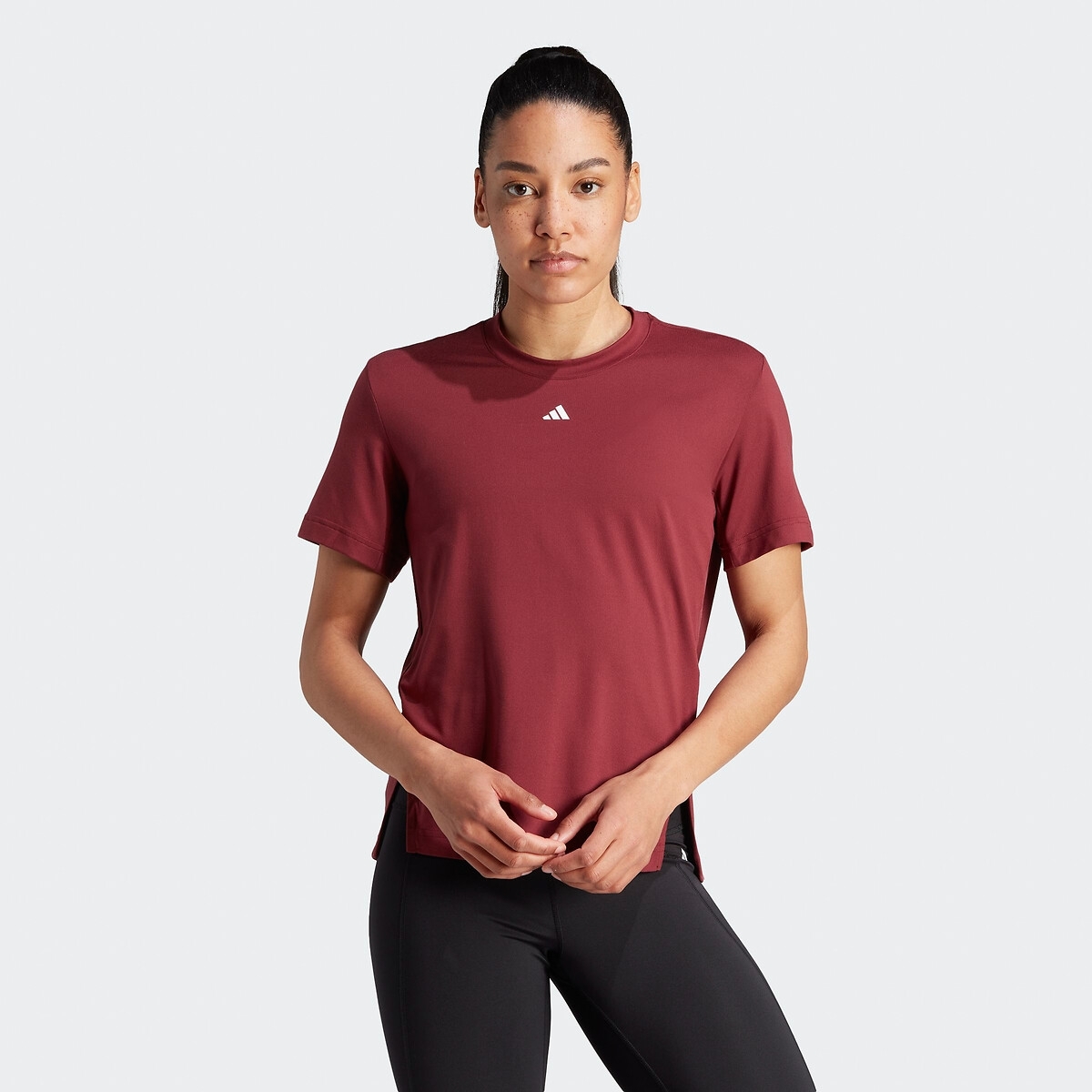 adidas Performance sport T-shirt donkerrood/wit
