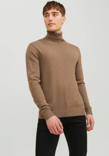 Jack & Jones ESSENTIALS fijngebreide coltrui JJEEMIL otter